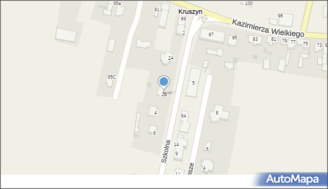 Kruszyn, Szkolna, 2B, mapa Kruszyn