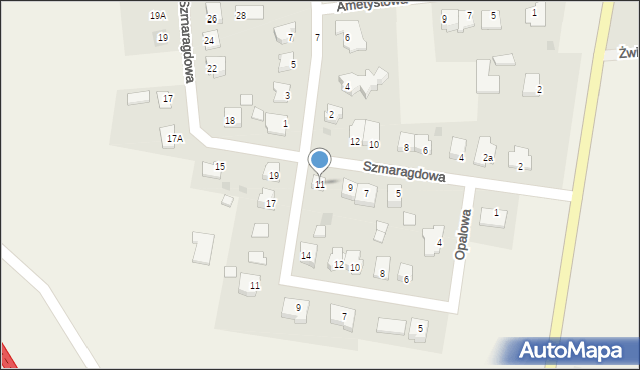 Kruszyn, Szmaragdowa, 11, mapa Kruszyn