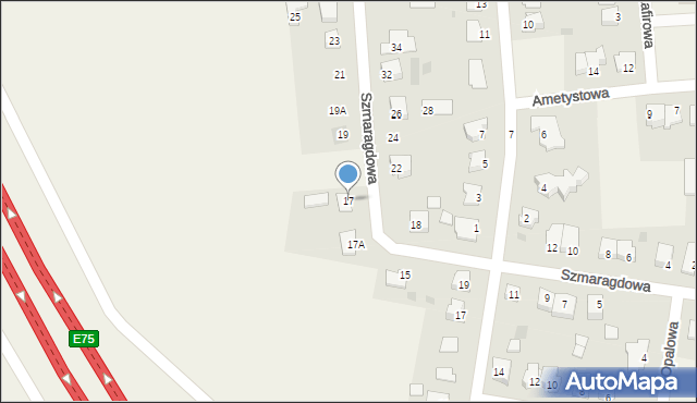 Kruszyn, Szmaragdowa, 17, mapa Kruszyn