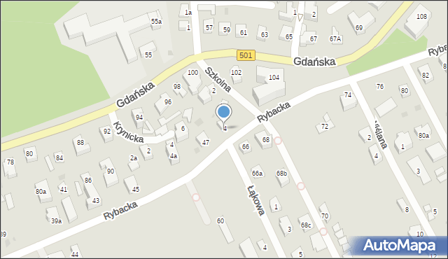 Krynica Morska, Szkolna, 4, mapa Krynica Morska