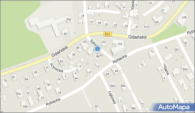 Krynica Morska, Szkolna, 4a, mapa Krynica Morska