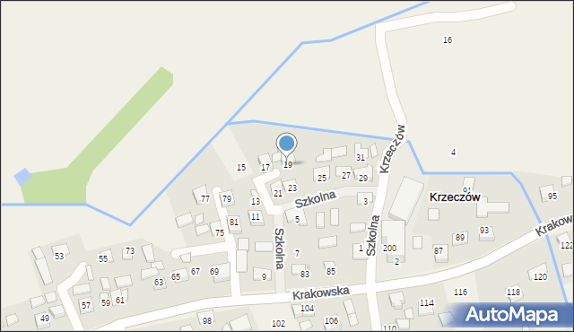 Krzeczów, Szkolna, 19, mapa Krzeczów