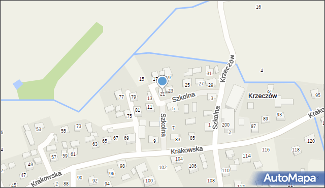 Krzeczów, Szkolna, 21, mapa Krzeczów