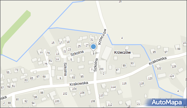 Krzeczów, Szkolna, 3, mapa Krzeczów