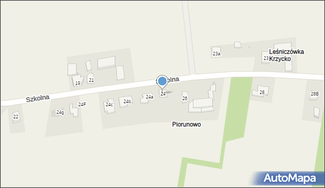 Krzycko Wielkie, Szkolna, 24, mapa Krzycko Wielkie