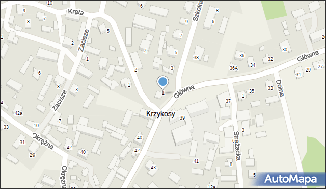 Krzykosy, Szkolna, 1, mapa Krzykosy