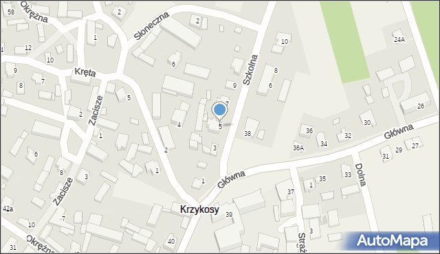 Krzykosy, Szkolna, 5, mapa Krzykosy