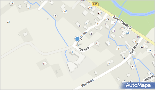 Krzyżowa, Szkolna, 11, mapa Krzyżowa