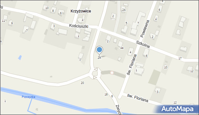 Krzyżowice, Szkolna, 2A, mapa Krzyżowice