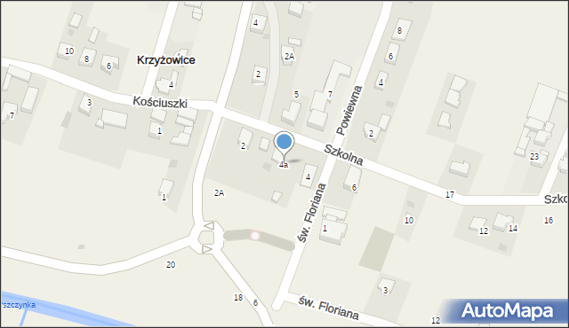 Krzyżowice, Szkolna, 4a, mapa Krzyżowice