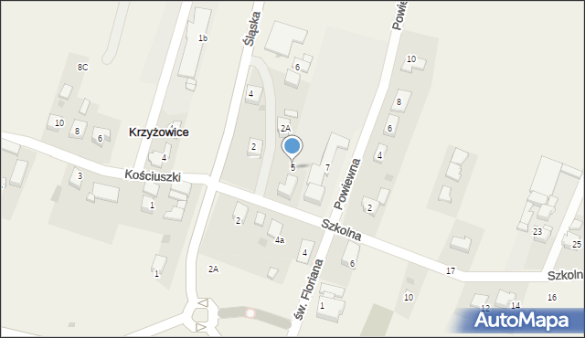 Krzyżowice, Szkolna, 5, mapa Krzyżowice