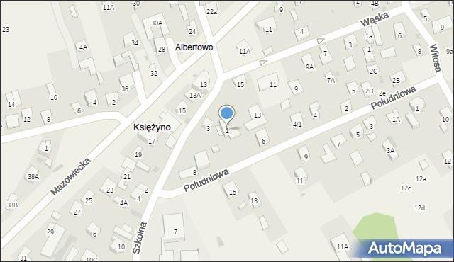 Księżyno, Szkolna, 1, mapa Księżyno