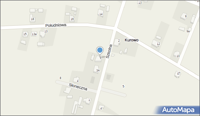 Kurowo, Szkolna, 3, mapa Kurowo
