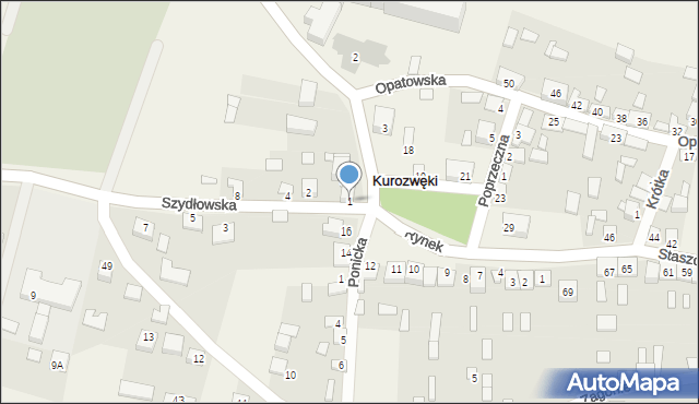 Kurozwęki, Szydłowska, 1, mapa Kurozwęki