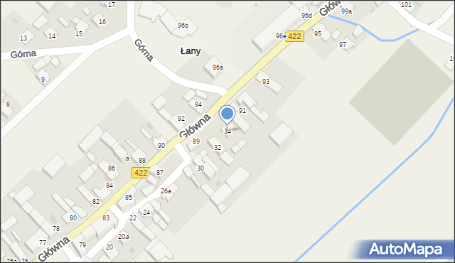 Łany, Szkolna, 34, mapa Łany