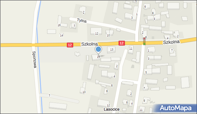 Lasocice, Szkolna, 15, mapa Lasocice