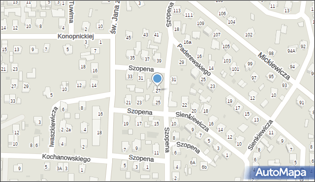 Leżajsk, Szopena Fryderyka, 27, mapa Leżajsk