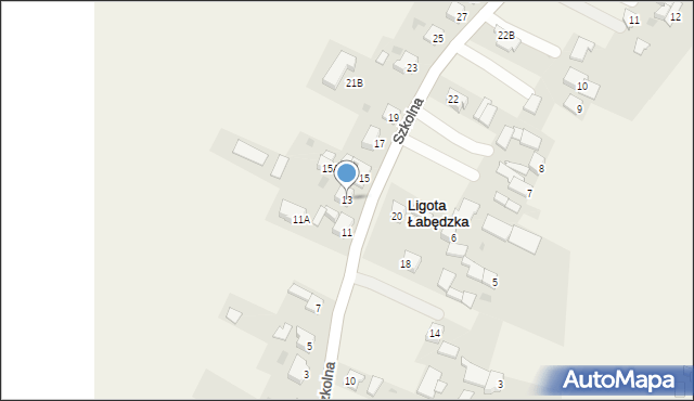 Ligota Łabędzka, Szkolna, 13, mapa Ligota Łabędzka