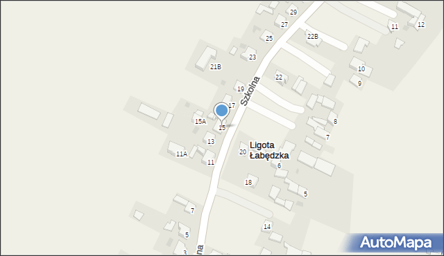 Ligota Łabędzka, Szkolna, 15, mapa Ligota Łabędzka