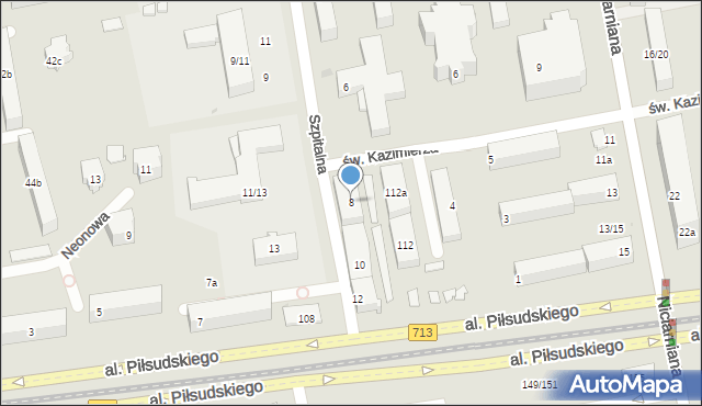 Łódź, Szpitalna, 8, mapa Łodzi