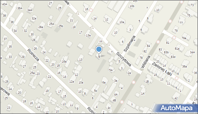 Łomianki, Szczytowa, 9, mapa Łomianki