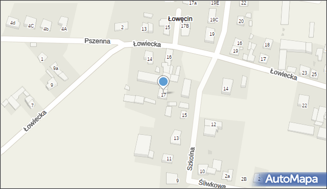 Łowęcin, Szkolna, 17, mapa Łowęcin