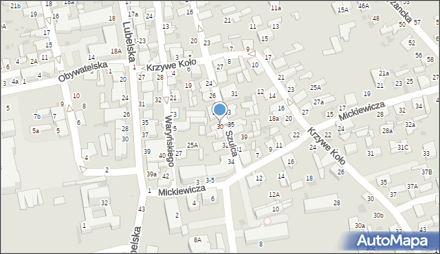 Lubartów, Szulca Aleksandra, ks., 30, mapa Lubartów