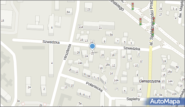 Lublin, Szwedzka, 22, mapa Lublina