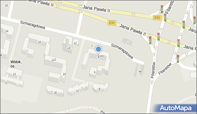 Lublin, Szmaragdowa, 4, mapa Lublina