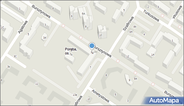 Lublin, Szafirowa, 7a, mapa Lublina