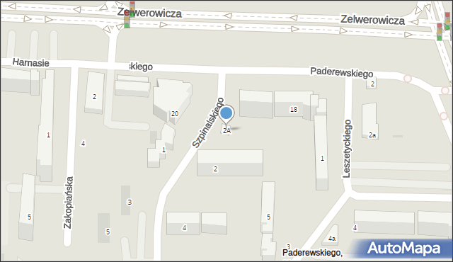 Lublin, Szpinalskiego Stanisława, 2A, mapa Lublina