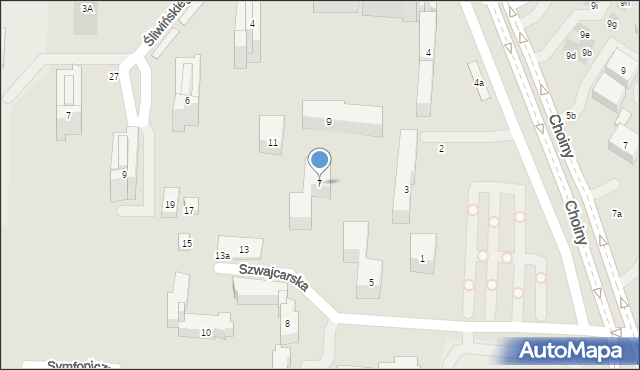 Lublin, Szwajcarska, 7, mapa Lublina