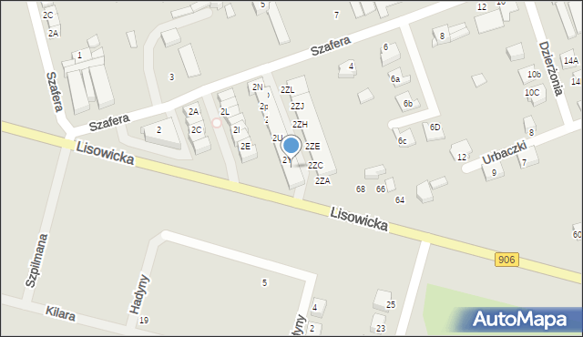 Lubliniec, Szafera Władysława, prof., 2Z, mapa Lubliniec