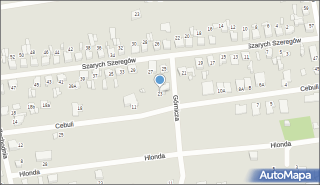 Lubliniec, Szarych Szeregów, 23, mapa Lubliniec