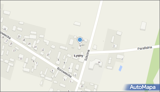 Łysiny, Szkolna, 9, mapa Łysiny