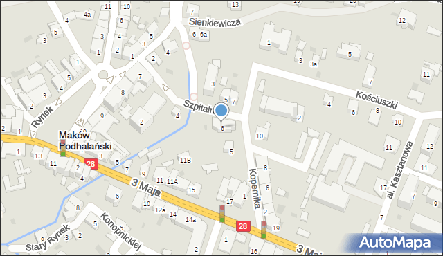 Maków Podhalański, Szpitalna, 6, mapa Maków Podhalański