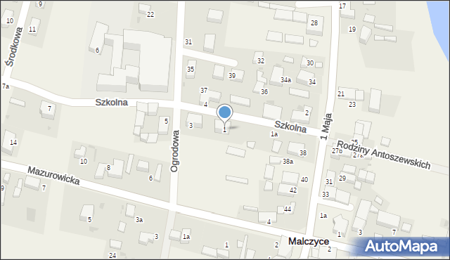 Malczyce, Szkolna, 1, mapa Malczyce