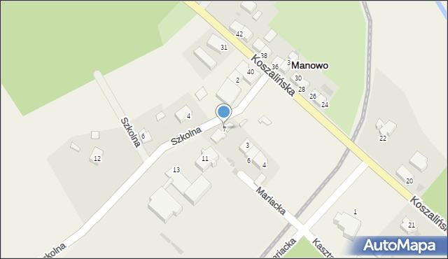 Manowo, Szkolna, 7, mapa Manowo