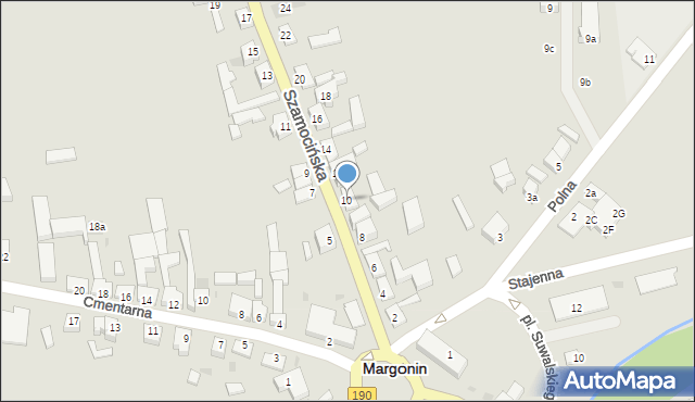 Margonin, Szamocińska, 10, mapa Margonin