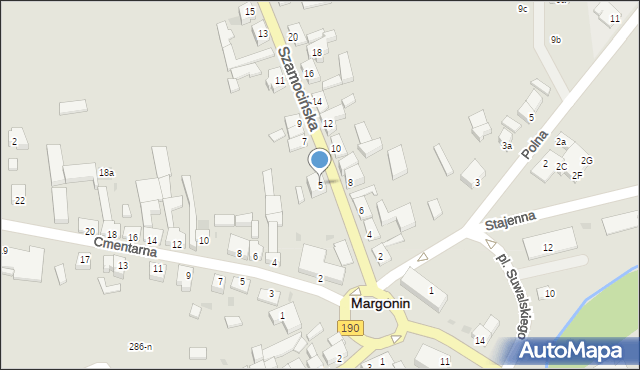 Margonin, Szamocińska, 5, mapa Margonin
