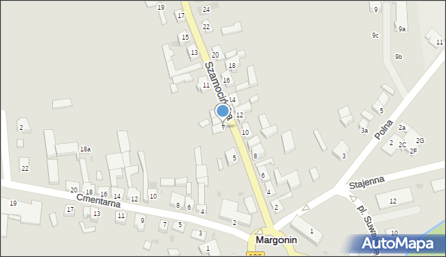Margonin, Szamocińska, 7, mapa Margonin