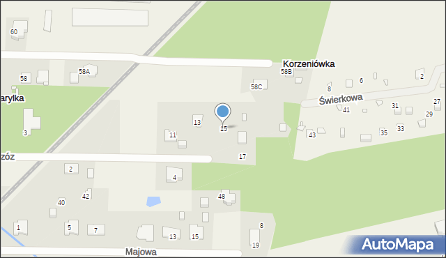 Marylka, Szumiących Brzóz, 15, mapa Marylka