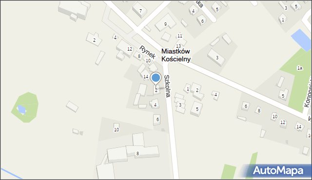 Miastków Kościelny, Szkolna, 2, mapa Miastków Kościelny