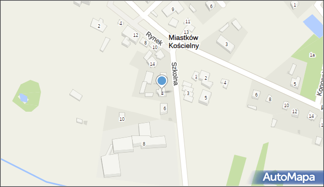 Miastków Kościelny, Szkolna, 4, mapa Miastków Kościelny