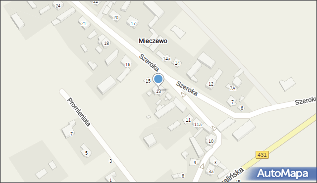 Mieczewo, Szeroka, 13, mapa Mieczewo