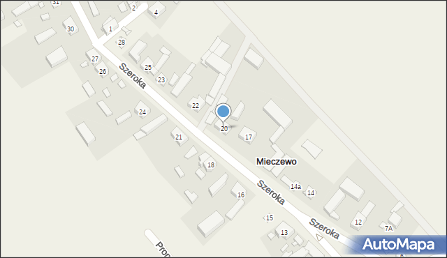 Mieczewo, Szeroka, 20, mapa Mieczewo