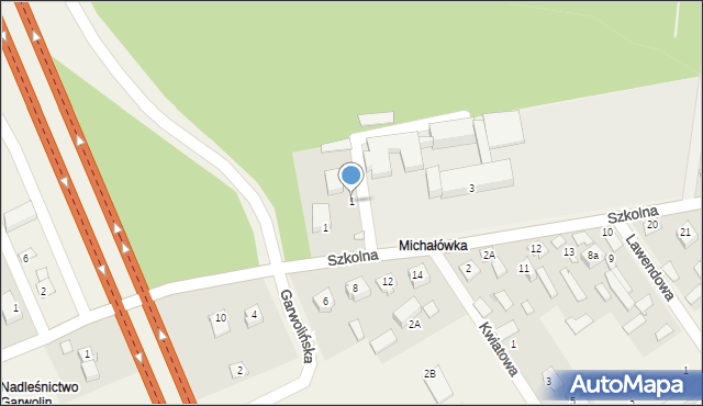 Miętne, Szkolna, 1, mapa Miętne