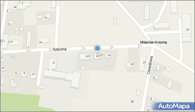 Milanów, Szkolna, 14, mapa Milanów