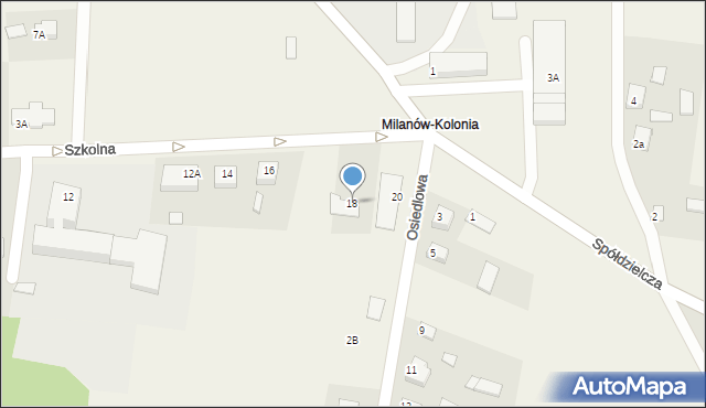 Milanów, Szkolna, 18, mapa Milanów