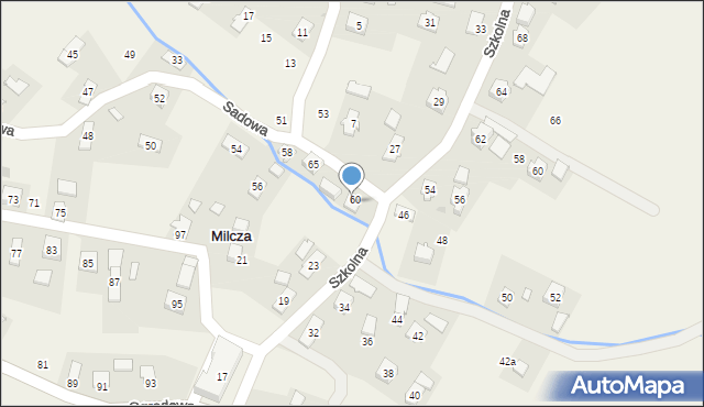 Milcza, Szkolna, 25, mapa Milcza